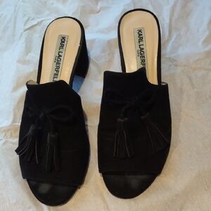 Karl Lagerfeld Black Tassel Mules